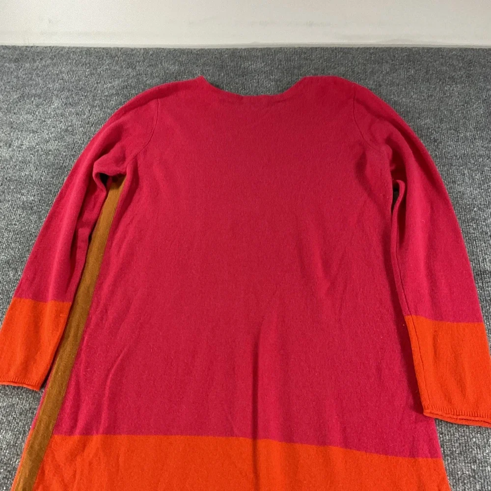Magaschoni Womens Large 100% Cashmere Sweater Dress Pink Orange Colorblock L
